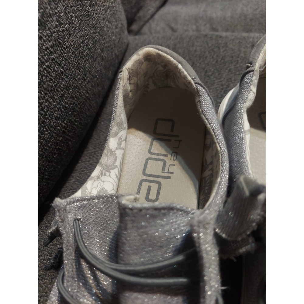 Hey Dude Wendy Metallic Silver Sparkle Shoes Rose Gold Size W9 Slip Ons Y2K - Picture 9 of 11